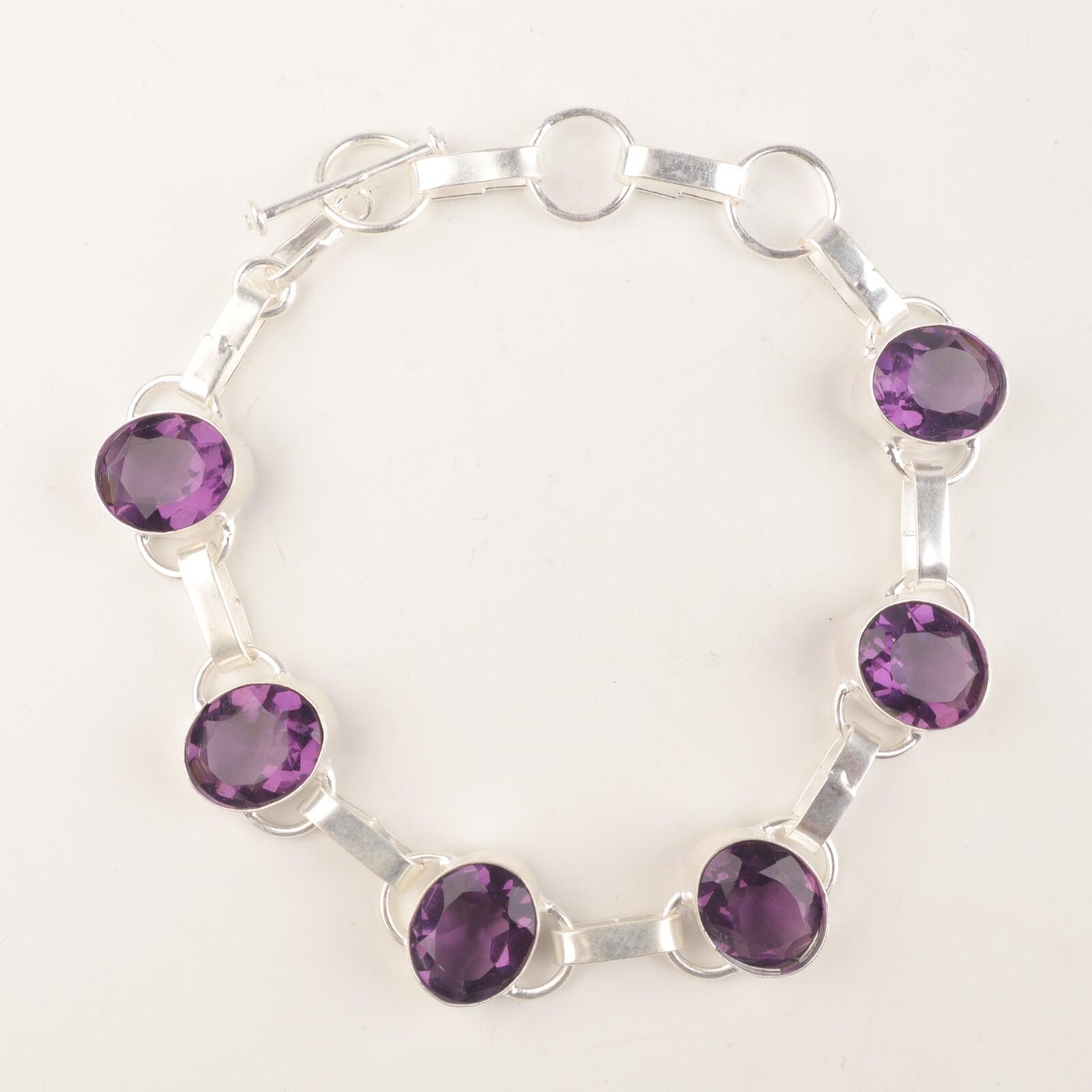 Natural Amethyst Gemstone Jewelry 925 Sterling Silver Chain Bracelet 9 For Women RB-6-9
Natural Amethyst Gemstone Jewelry 925 Sterling Silver Chain Bracelet 9 For Women RB-6-9