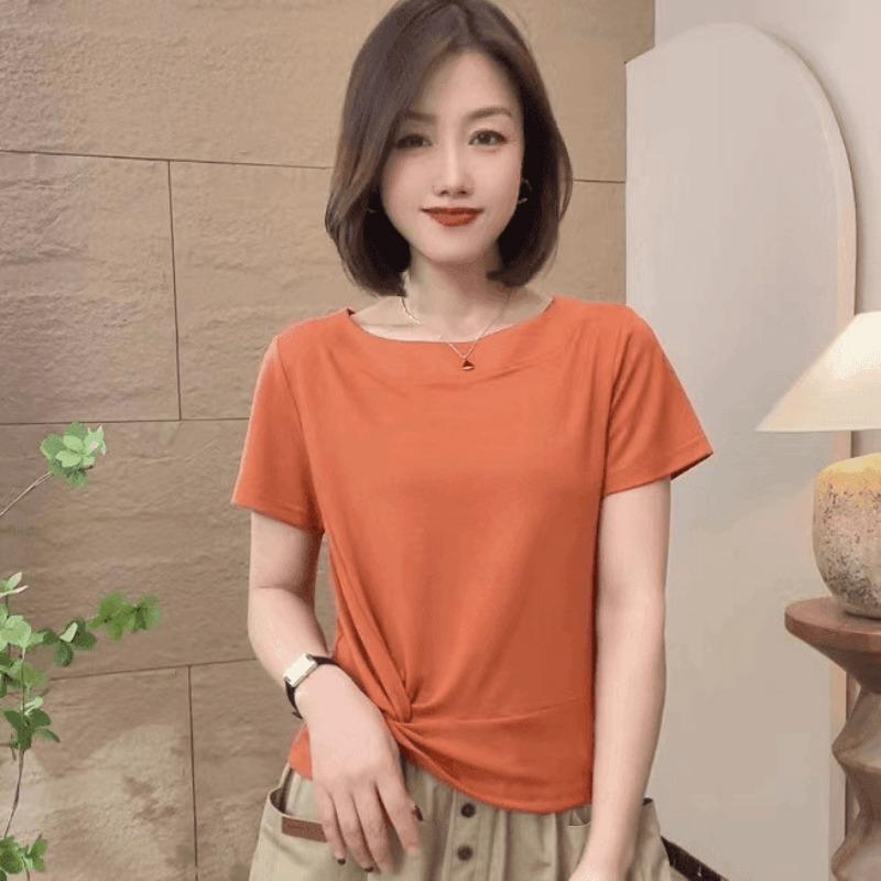 Womens Solid Orange Twist Hem T Shirt Casual Boat Neck Short Sleeve Loose Top M оранжевый
Womens Solid Orange Twist Hem T Shirt Casual Boat Neck Short Sleeve Loose Top M оранжевый
