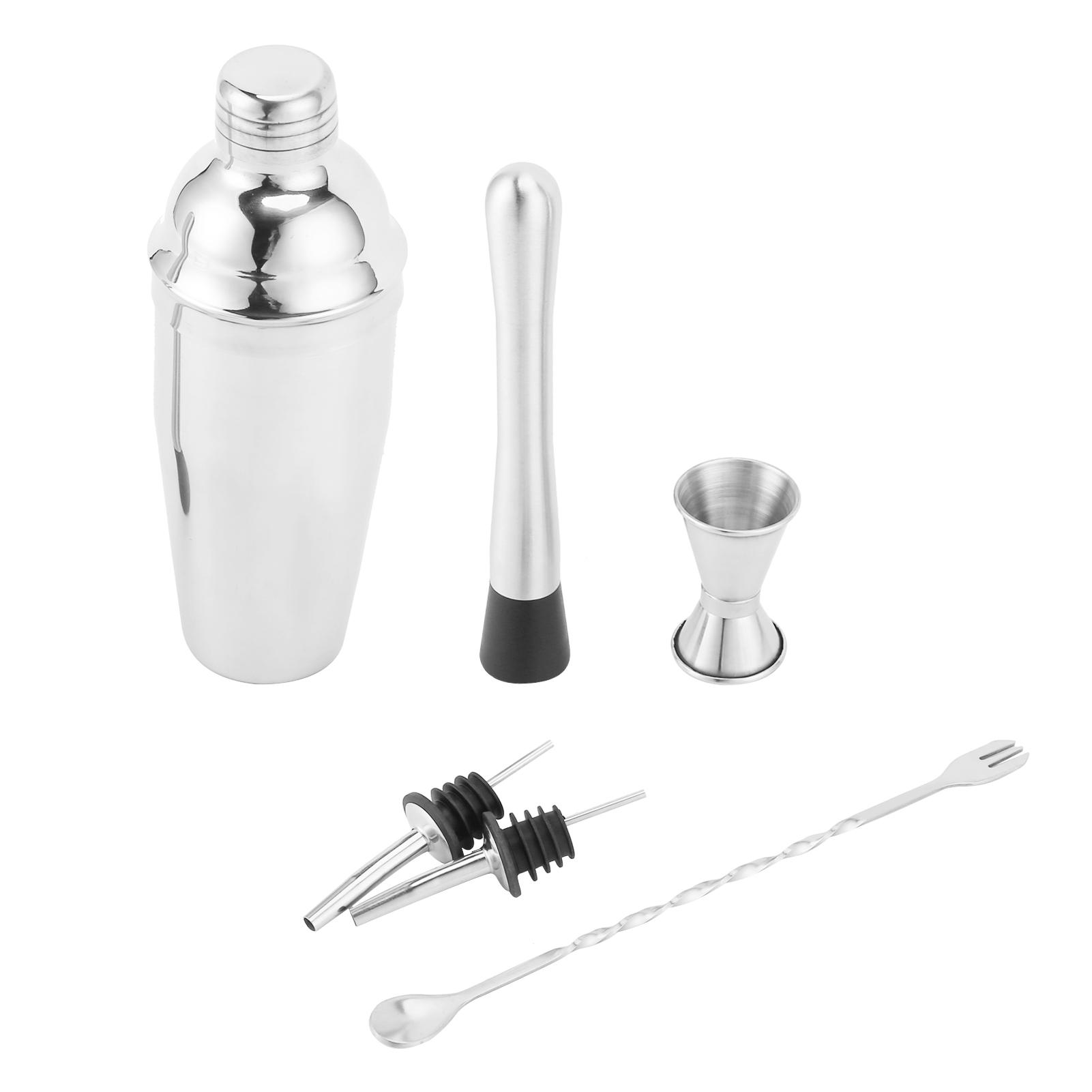 6Pcs/Set 750ml Cocktail Shaker Stainless Steel Jigger Mixing Spoon Ice Muddler Pourer Silver
6Pcs/Set 750ml Cocktail Shaker Stainless Steel Jigger Mixing Spoon Ice Muddler Pourer Silver