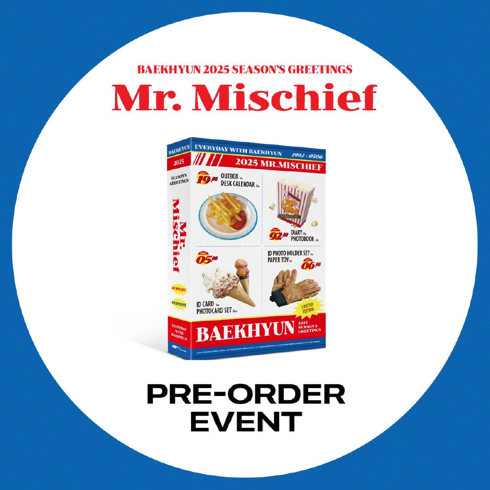 Предварительный заказ BAEKHYUN 2025 Сезонные поздравления Mr. Озорство и POB WITHMUU POB 
Предварительный заказ BAEKHYUN 2025 Сезонные поздравления Mr. Озорство и POB WITHMUU POB