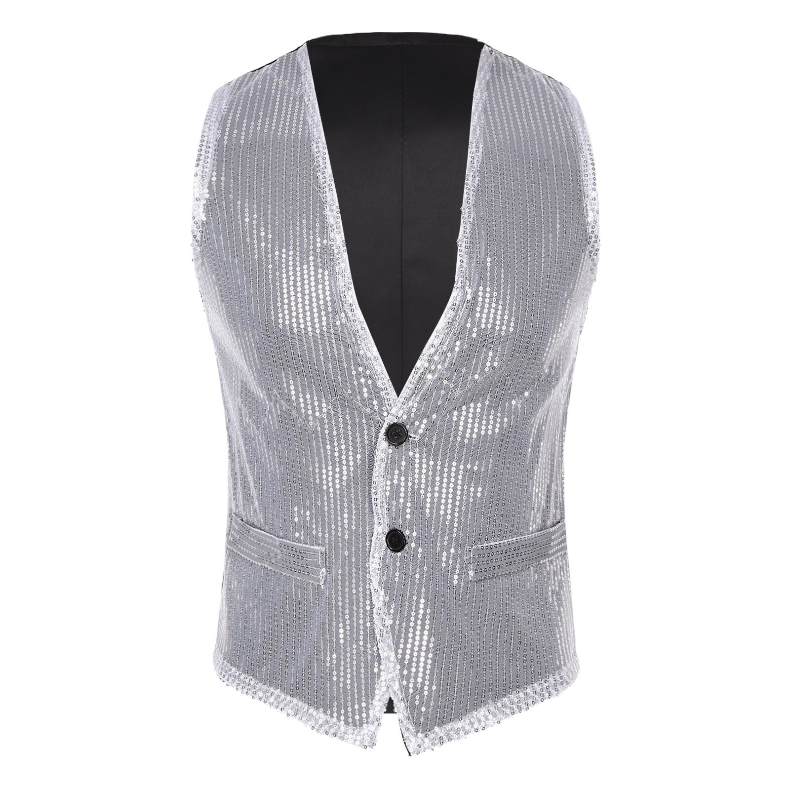 Unisex Adult Shiny Sequin Vest Sleeveless Button Design Waistcoat Jacket for Music Festival
Unisex Adult Shiny Sequin Vest Sleeveless Button Design Waistcoat Jacket for Music Festival