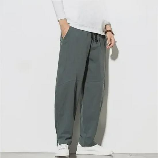 Мужские льняные брюки свободного кроя: Летние шаровары в китайском стиле L серый/синий
Мужские льняные брюки свободного кроя: Летние шаровары в китайском стиле L серый/синий