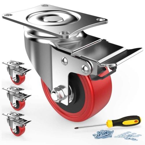 COOWOO 2-inch Caster Set of 4 with Brakes, Heavy-Duty, 100kg Load Capacity Each, 360-Degree Swivel, Quiet, Mute Series DIY Furniture Replacement Kit,
COOWOO 2-inch Caster Set of 4 with Brakes, Heavy-Duty, 100kg Load Capacity Each, 360-Degree Swivel, Quiet, Mute Series DIY Furniture Replacement Kit,