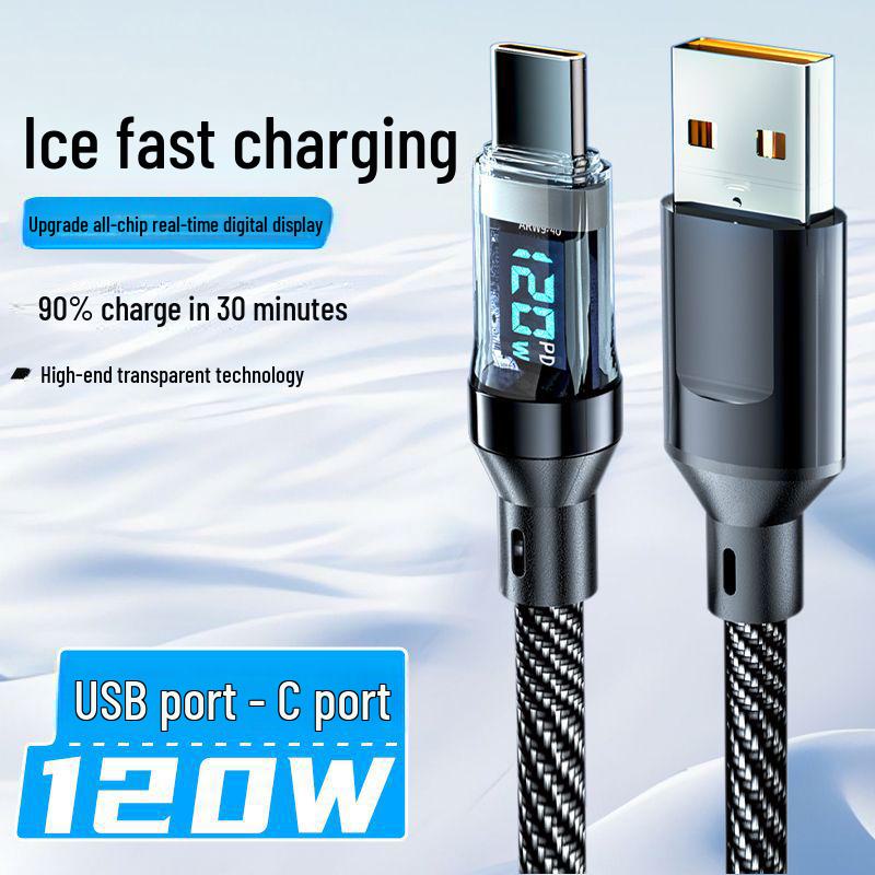 Двойной кабель для передачи данных Type-C 120 Вт: Быстрая зарядка для Apple, Huawei, Vivo, OPPO с цифровым дисплеем.
Двойной кабель для передачи данных Type-C 120 Вт: Быстрая зарядка для Apple, Huawei, Vivo, OPPO с цифровым дисплеем.