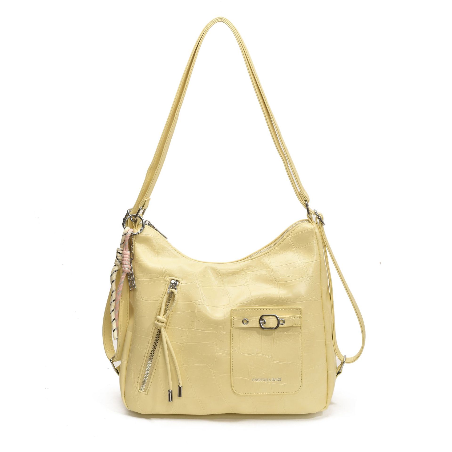 Женская сумка повседневная мягкая кожа большая вместимость сумка-тоут модная для работы многофункциональная простая на плечо оптом лимонно-желтый