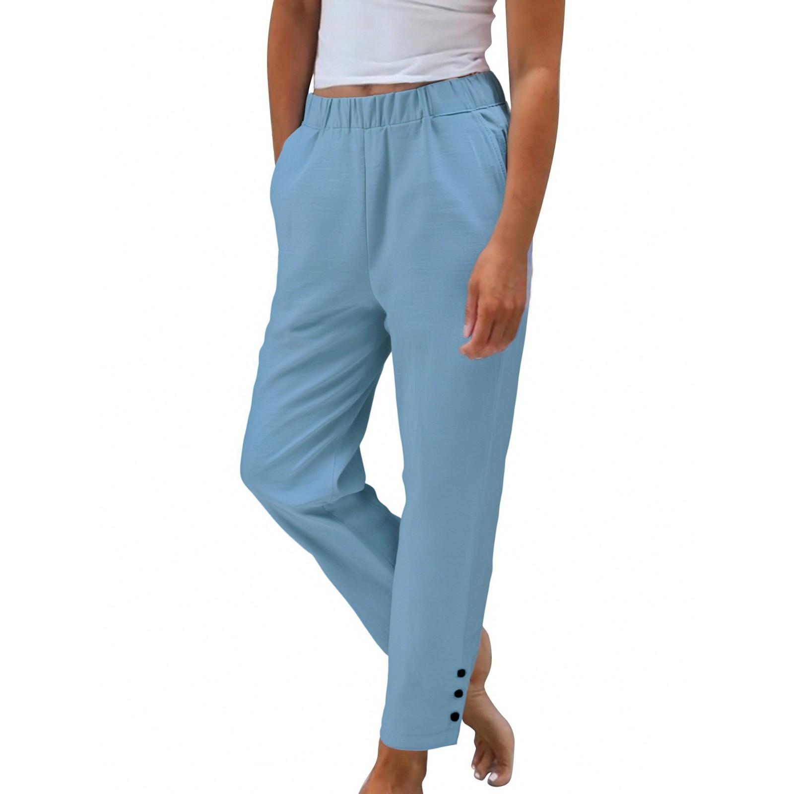 Women s Summer Elastic Band Solid Color Button Decoration Cotton And Linen Loose Nine-point Pants XL
Women s Summer Elastic Band Solid Color Button Decoration Cotton And Linen Loose Nine-point Pants XL