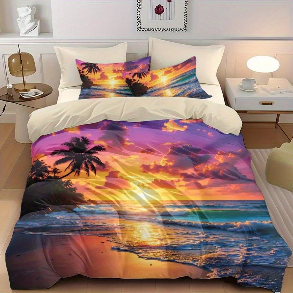 3pcs Sunset Beach. Palm Tree on Sandy Shore Printed Quilt Set- Includes 1 Quilt Cover and 2 Pillow Cover (without Filler) 135x200cm
3pcs Sunset Beach. Palm Tree on Sandy Shore Printed Quilt Set- Includes 1 Quilt Cover and 2 Pillow Cover (without Filler) 135x200cm