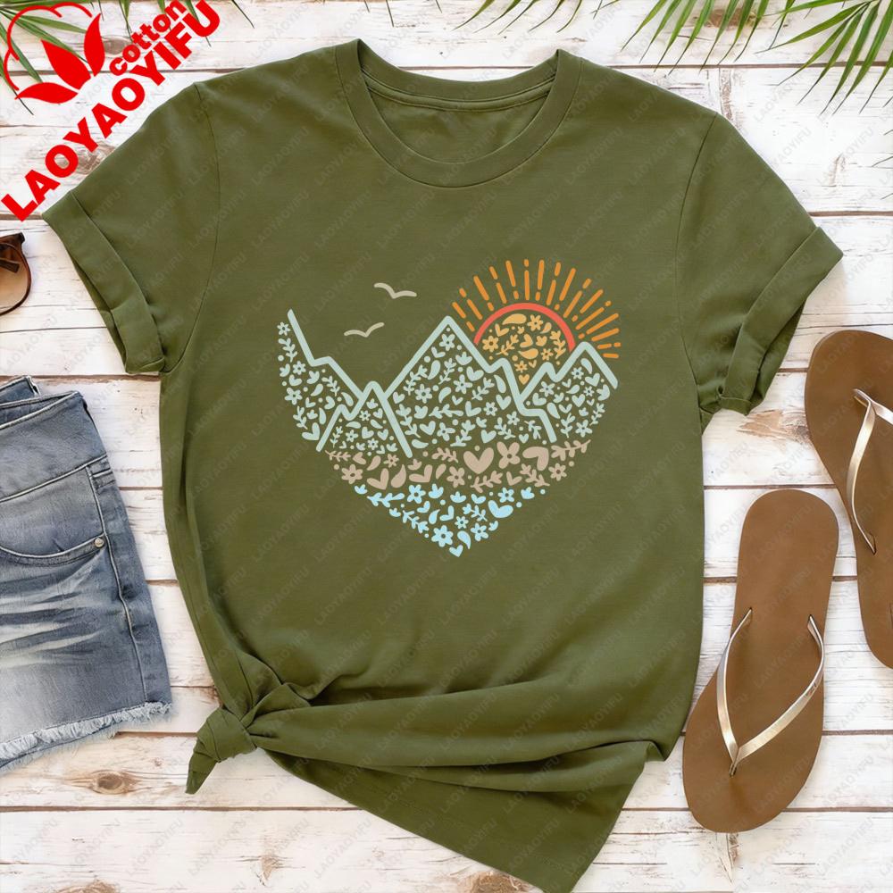 Mountain Sun Rise Pattern Women T Shirt Cotton Short Sleeve Tees Casual Fashion Summer Top for Gift Nature Lover T Shirt S
Mountain Sun Rise Pattern Women T Shirt Cotton Short Sleeve Tees Casual Fashion Summer Top for Gift Nature Lover T Shirt S