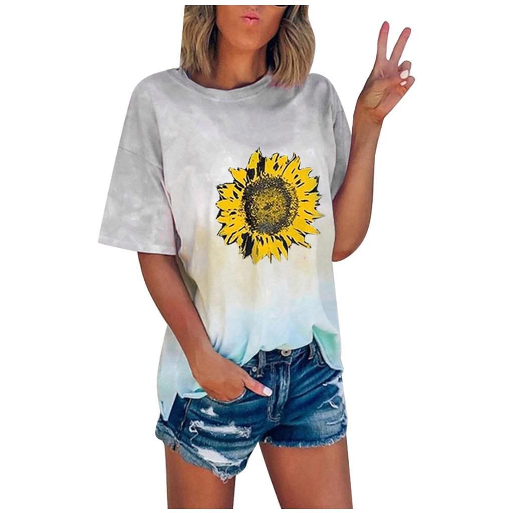 (SU)Женская летняя футболка с короткими рукавами и круглым вырезом подсолнуха, повседневные футболки
(SU)Женская летняя футболка с короткими рукавами и круглым вырезом подсолнуха, повседневные футболки