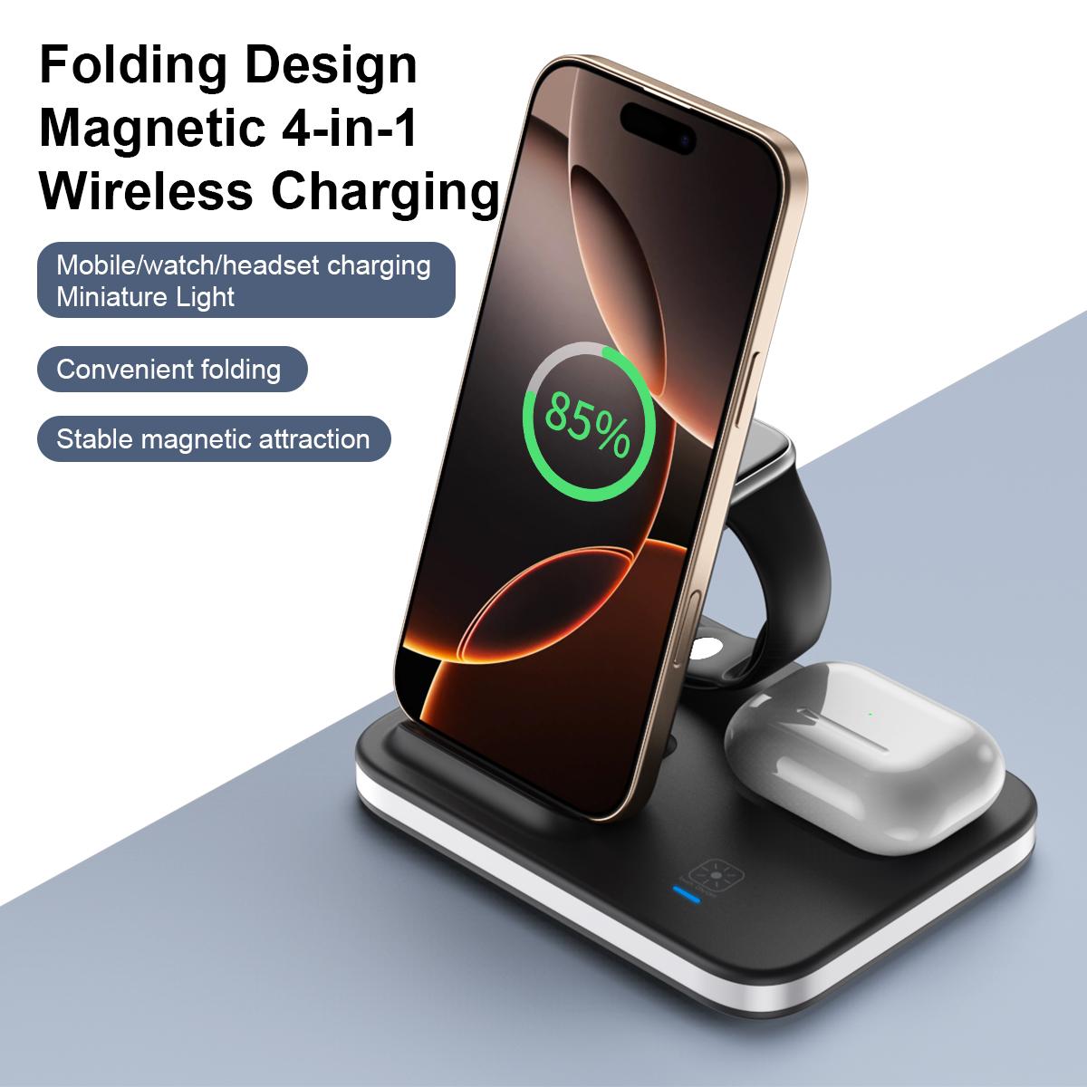 E16 Multifunction Foldable Wireless Charger Dock with Night Light for Mobile Phone/Airpods/Apple Watch White
E16 Multifunction Foldable Wireless Charger Dock with Night Light for Mobile Phone/Airpods/Apple Watch White