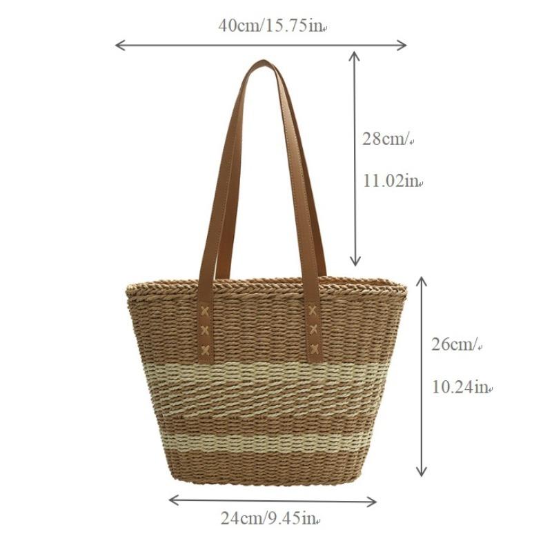New splicing contrasting color straw woven bag shoulder woven bag large capacity portable tote bag seaside vacation beach bag welt zipper хаки
New splicing contrasting color straw woven bag shoulder woven bag large capacity portable tote bag seaside vacation beach bag welt zipper хаки