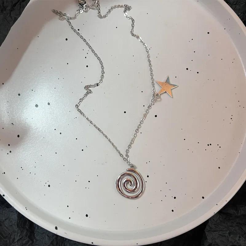 Silver Star Cross Heart Spiral Pendant Necklace Layered Chain Necklaces for Women E-girl Grunge Streetwear
Silver Star Cross Heart Spiral Pendant Necklace Layered Chain Necklaces for Women E-girl Grunge Streetwear