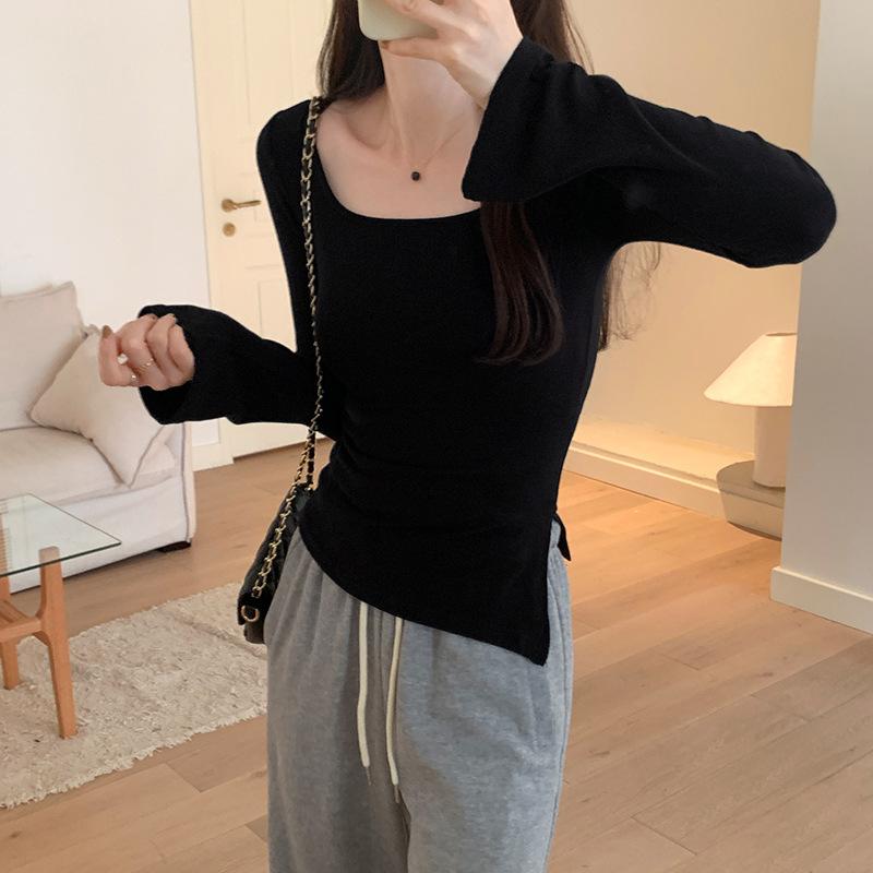 Футболка в корейском стиле с простыми квадратными круглыми вырезами и длинными рукавами, женская осенняя приталенная рубашка с разрезом на талии и расклешенными рукавами S
Футболка в корейском стиле с простыми квадратными круглыми вырезами и длинными рукавами, женская осенняя приталенная рубашка с разрезом на талии и расклешенными рукавами S