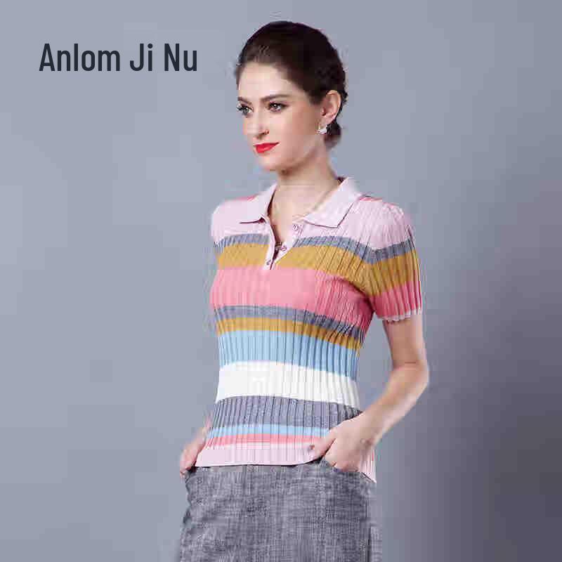 Женская универсальная приталенная поло-топ с коротким рукавом в полоску Anlom L
Женская универсальная приталенная поло-топ с коротким рукавом в полоску Anlom L