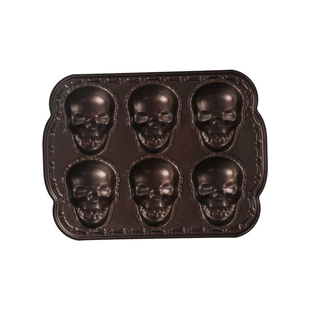 Bronze Color Skull Baking Cake Mold 6 Grids Baking Pan Durable Halloween Skull Cake Pan Gift 6 grids
Bronze Color Skull Baking Cake Mold 6 Grids Baking Pan Durable Halloween Skull Cake Pan Gift 6 grids