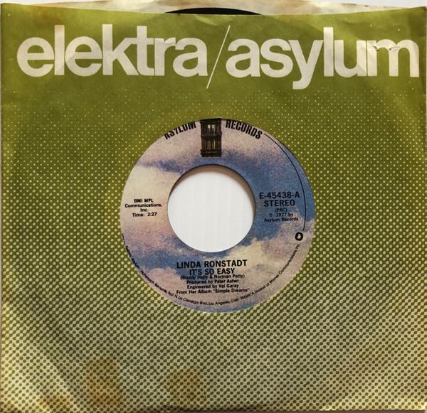 7inch Record LINDA RONSTADT - It s So Easy E45438 Asylum Records 1977 US Rock Used
7inch Record LINDA RONSTADT - It s So Easy E45438 Asylum Records 1977 US Rock Used