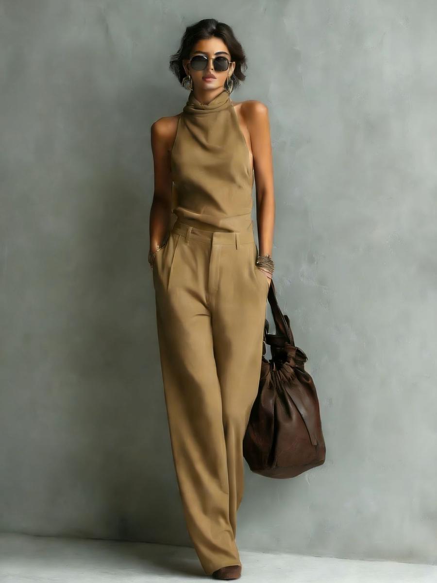 Spring/Autumn New Women s Simple Sleeveless Top and Straight Leg Pants Set XXL хакі
Spring/Autumn New Women s Simple Sleeveless Top and Straight Leg Pants Set XXL хакі