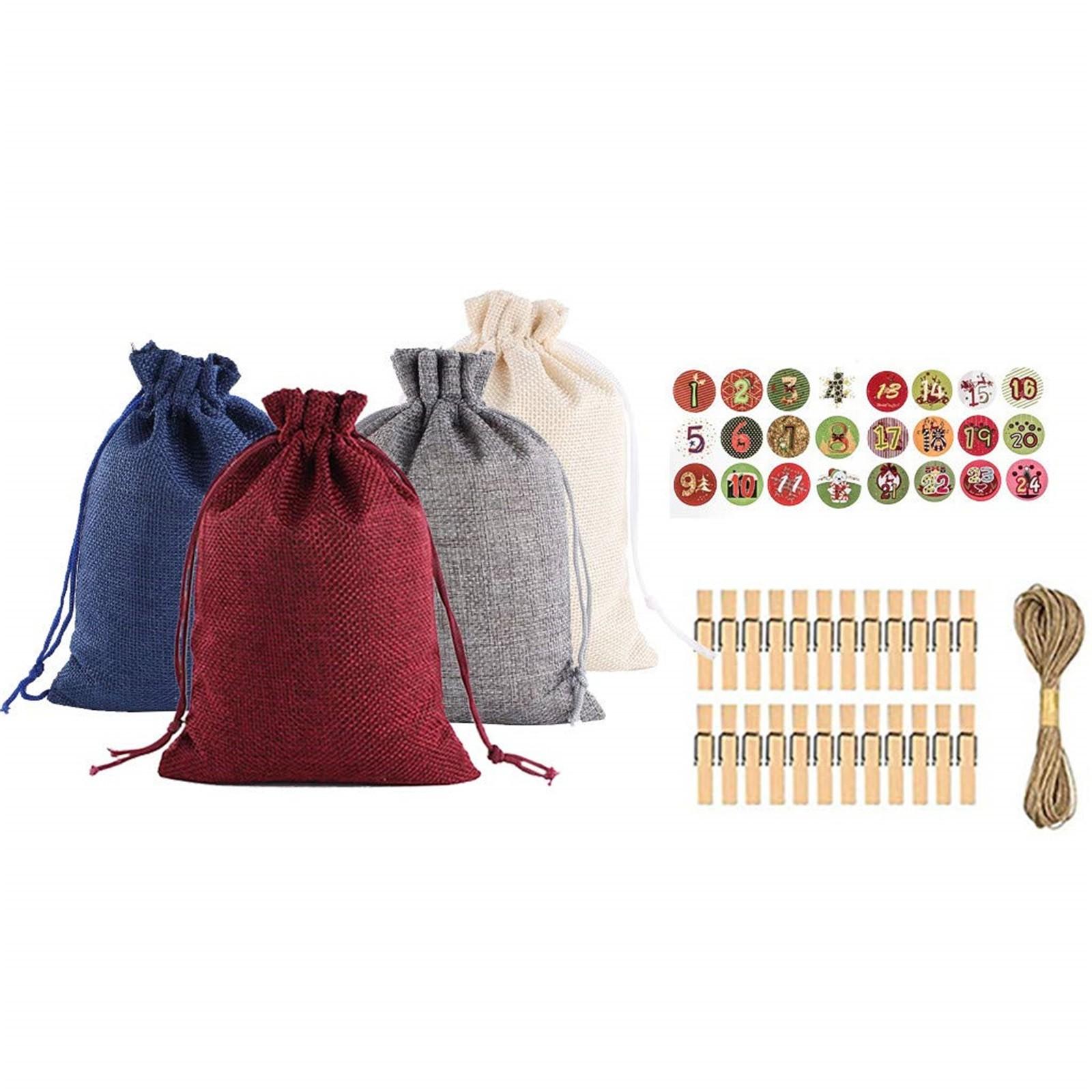 Рождественский узор, сумка для конфет, 1-24, рождественский календарь, хлопковая льняная подарочная сумка One Size