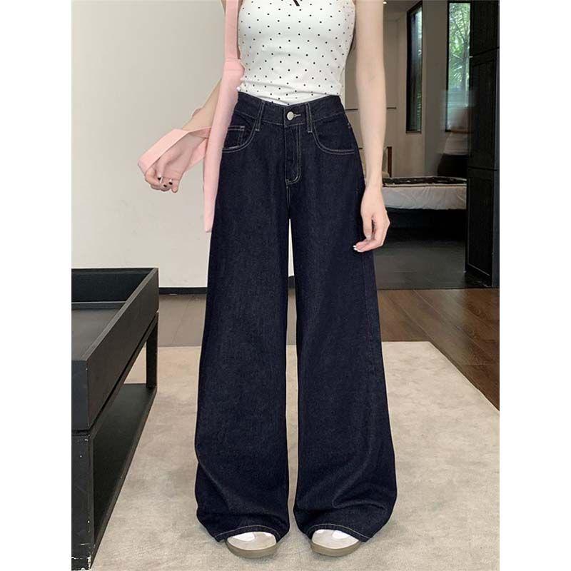 Hong Kong Retro Dark Blue High-Waisted Wide-Leg Jeans for Women - Summer Floor-Length Slimming Style XL
Hong Kong Retro Dark Blue High-Waisted Wide-Leg Jeans for Women - Summer Floor-Length Slimming Style XL