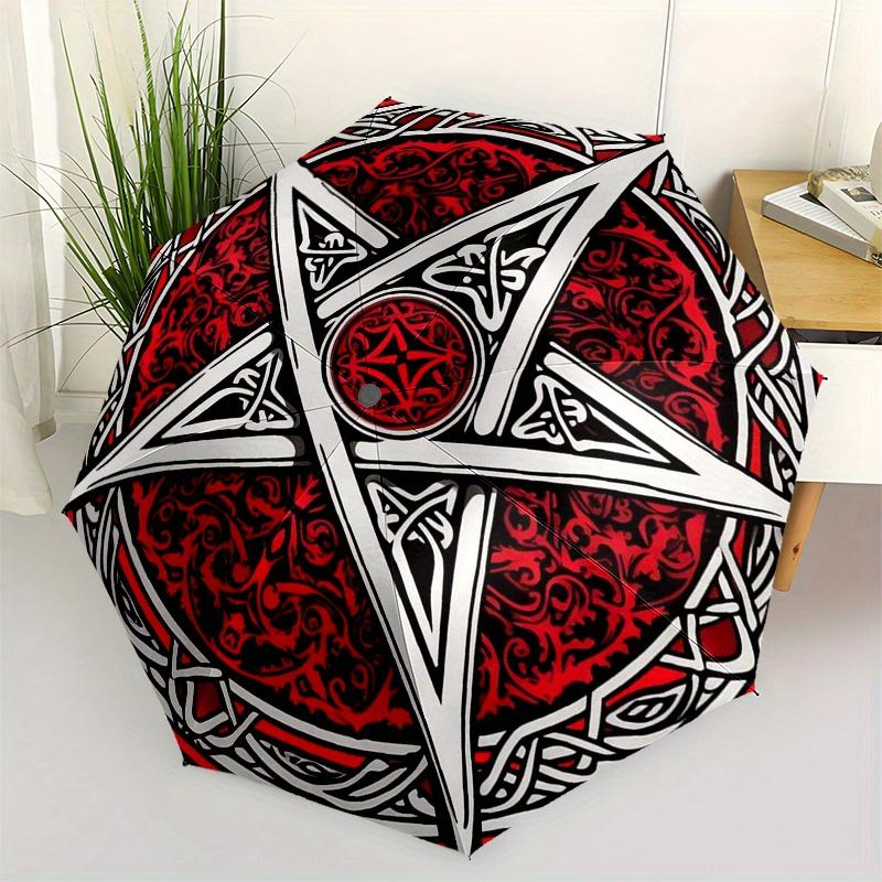 Red & White Pentagram Symbol Umbrella - 8-Rib Automatic Open Compact 3-Fold Design, Gothic Occult Style with Celtic Knot Patte (as the picture,Iron&8K)
Red & White Pentagram Symbol Umbrella - 8-Rib Automatic Open Compact 3-Fold Design, Gothic Occult Style with Celtic Knot Patte (as the picture,Iron&8K)