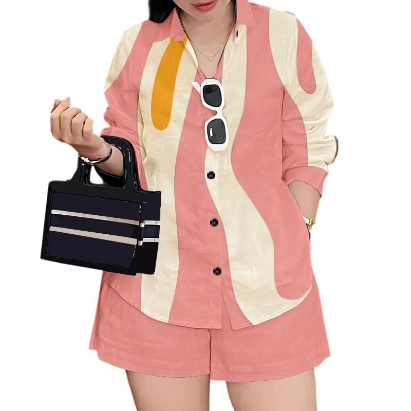 ZANZEA Женская блузка с длинным рукавом в полоску и шорты Летние костюмы-двойки M розовый
ZANZEA Женская блузка с длинным рукавом в полоску и шорты Летние костюмы-двойки M розовый