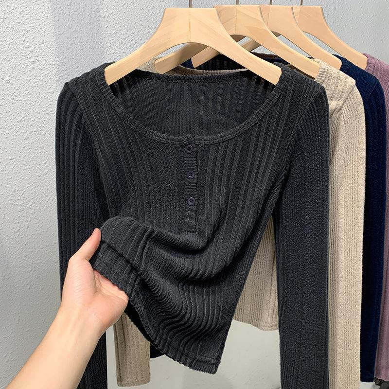 U-neck Thin Long-sleeved T-shirt for Womens Updated Spring and Autumn Womens Front Shoulder Inner Bottoming Blouse Knitted Top XL сірий
U-neck Thin Long-sleeved T-shirt for Womens Updated Spring and Autumn Womens Front Shoulder Inner Bottoming Blouse Knitted Top XL сірий