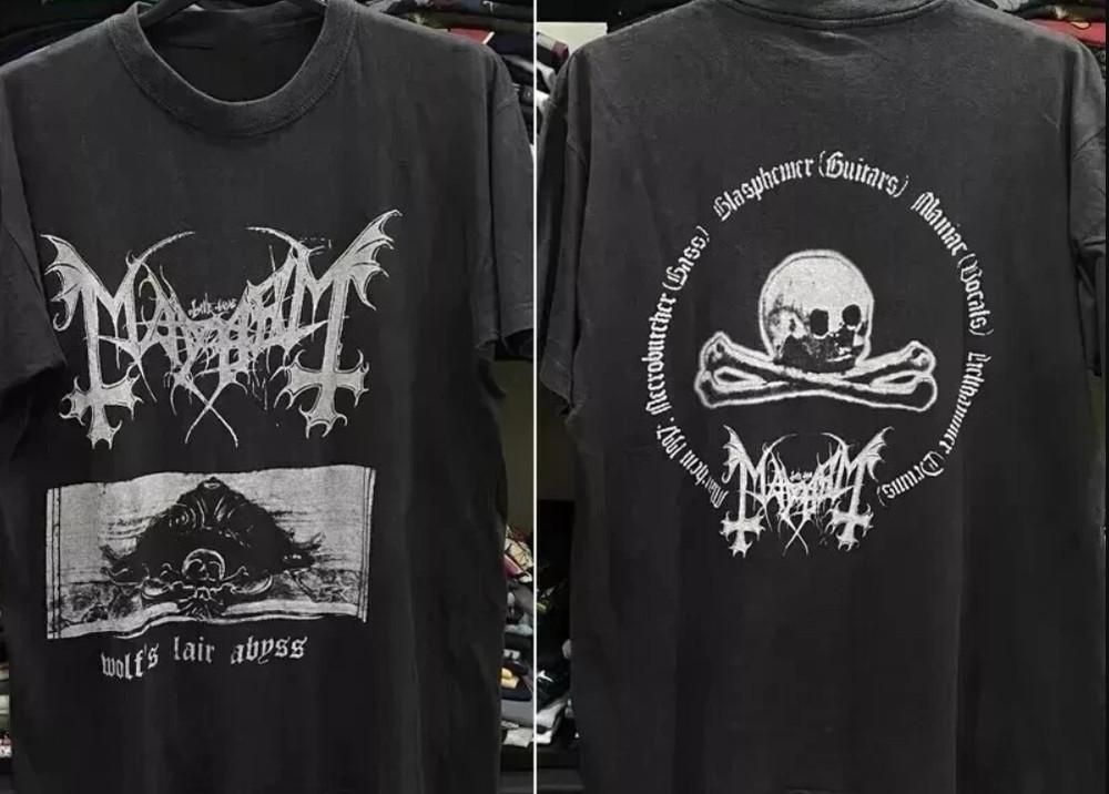 1997s Mayhem Wolf’s Lair Abyss Metal Tour 2 Side Black T-shirt Unisex T-Shirt XL
1997s Mayhem Wolf’s Lair Abyss Metal Tour 2 Side Black T-shirt Unisex T-Shirt XL
