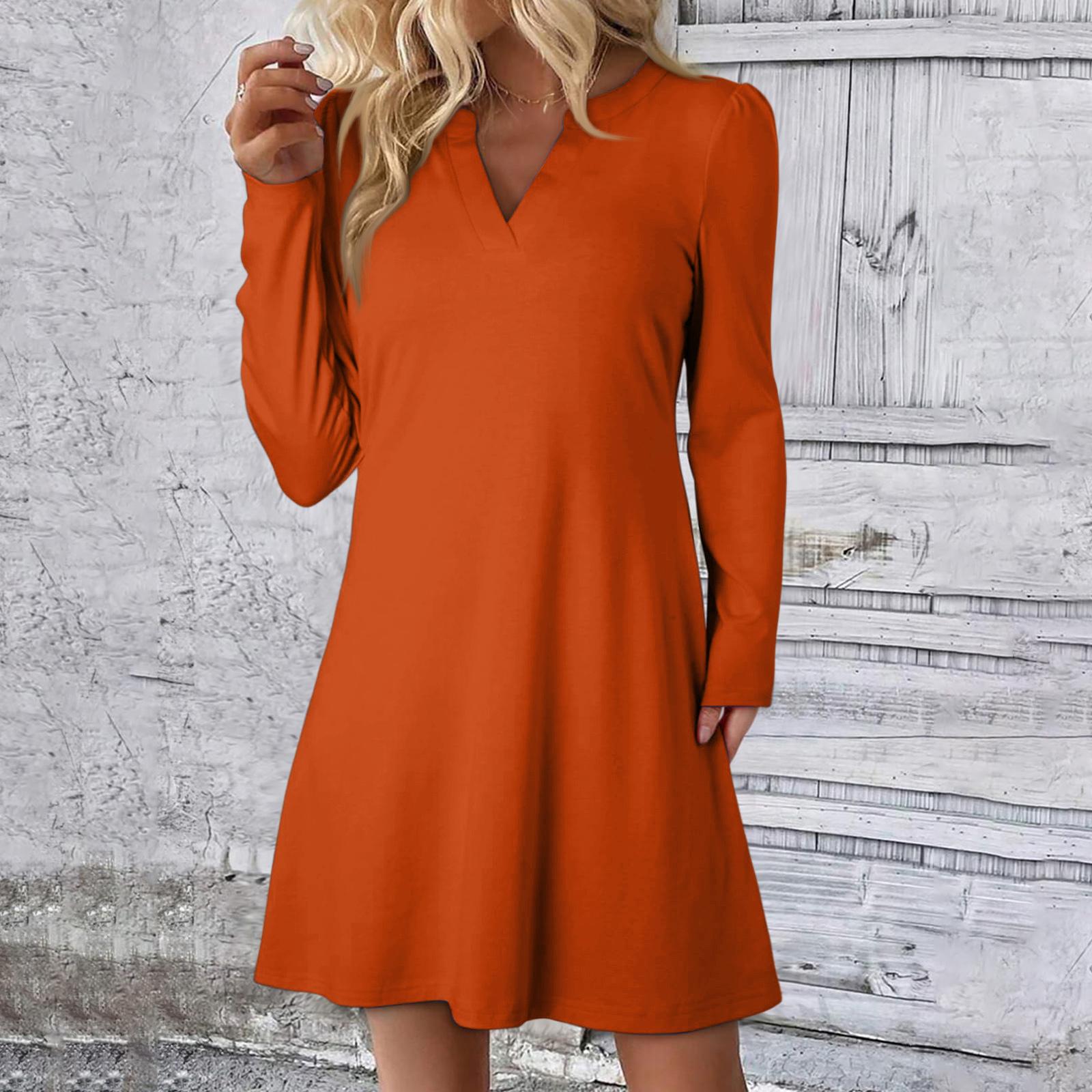 Women s Solid Color Dress Loose V-neck Casual Fashion Long Long Sleeved Dress XL
Women s Solid Color Dress Loose V-neck Casual Fashion Long Long Sleeved Dress XL