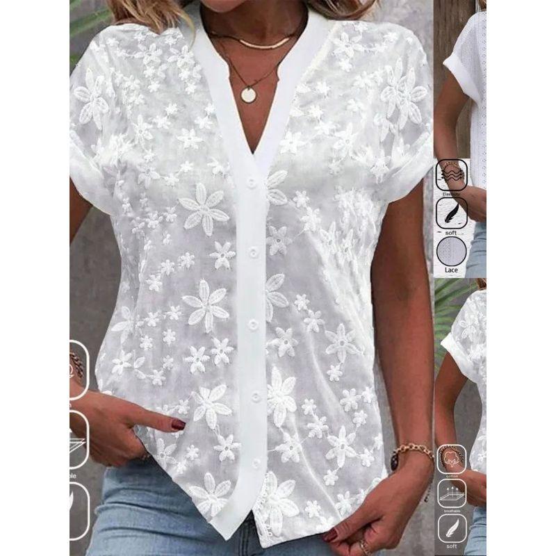 Solid Color V-neck Printed Shirt Woman Solid Color and V-neck Print Short Sleeve Shirt for Women White M(M)
Solid Color V-neck Printed Shirt Woman Solid Color and V-neck Print Short Sleeve Shirt for Women White M(M)
