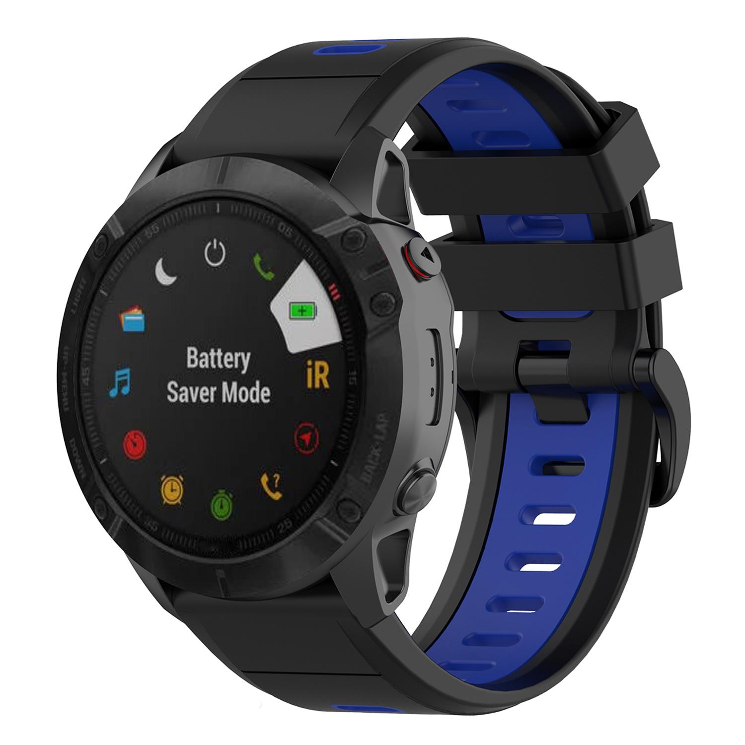 For Garmin Fenix 7X Dual-color Stylish Quick Release Silicone Watch Band Wrist Strap 26mm Black/Blue
For Garmin Fenix 7X Dual-color Stylish Quick Release Silicone Watch Band Wrist Strap 26mm Black/Blue