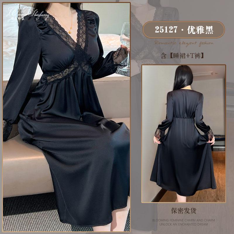 Beautiful yarn autumn new long-sleeved women s sexy lace court dress spring and autumn clothes L чорний
Beautiful yarn autumn new long-sleeved women s sexy lace court dress spring and autumn clothes L чорний