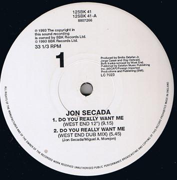 12inch Record JON SECADA - Do You Really Want Me (Todd Terry 12SBK41 SBK Records 1993 UK Dance & Electronica Used
12inch Record JON SECADA - Do You Really Want Me (Todd Terry 12SBK41 SBK Records 1993 UK Dance & Electronica Used