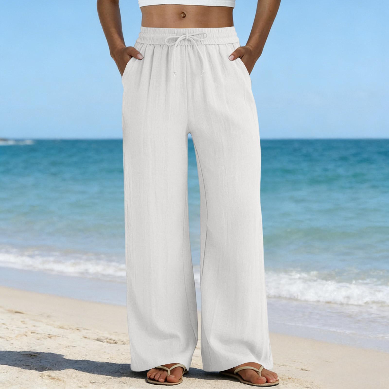 Wide Leg Pants For Women Flowy Drawstring Elastic Waist Trousers With Pockets Summer Beach Vacation Clothes XL білий
Wide Leg Pants For Women Flowy Drawstring Elastic Waist Trousers With Pockets Summer Beach Vacation Clothes XL білий