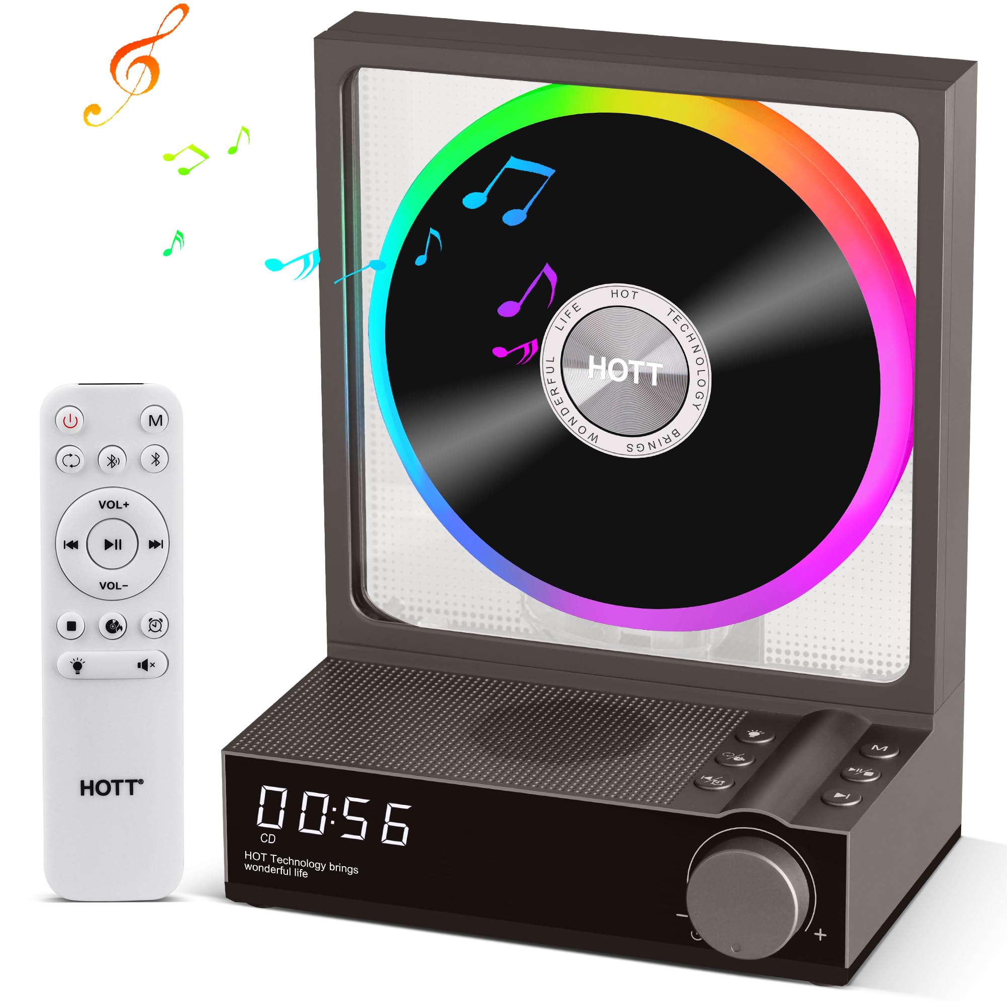 HOTT Portable Desktop CD Bluetooth LED Colorful CD Player with Remote Support TF Light Small CD Player for Party and Home Use Player, 5.3, Light,
HOTT Portable Desktop CD Bluetooth LED Colorful CD Player with Remote Support TF Light Small CD Player for Party and Home Use Player, 5.3, Light,