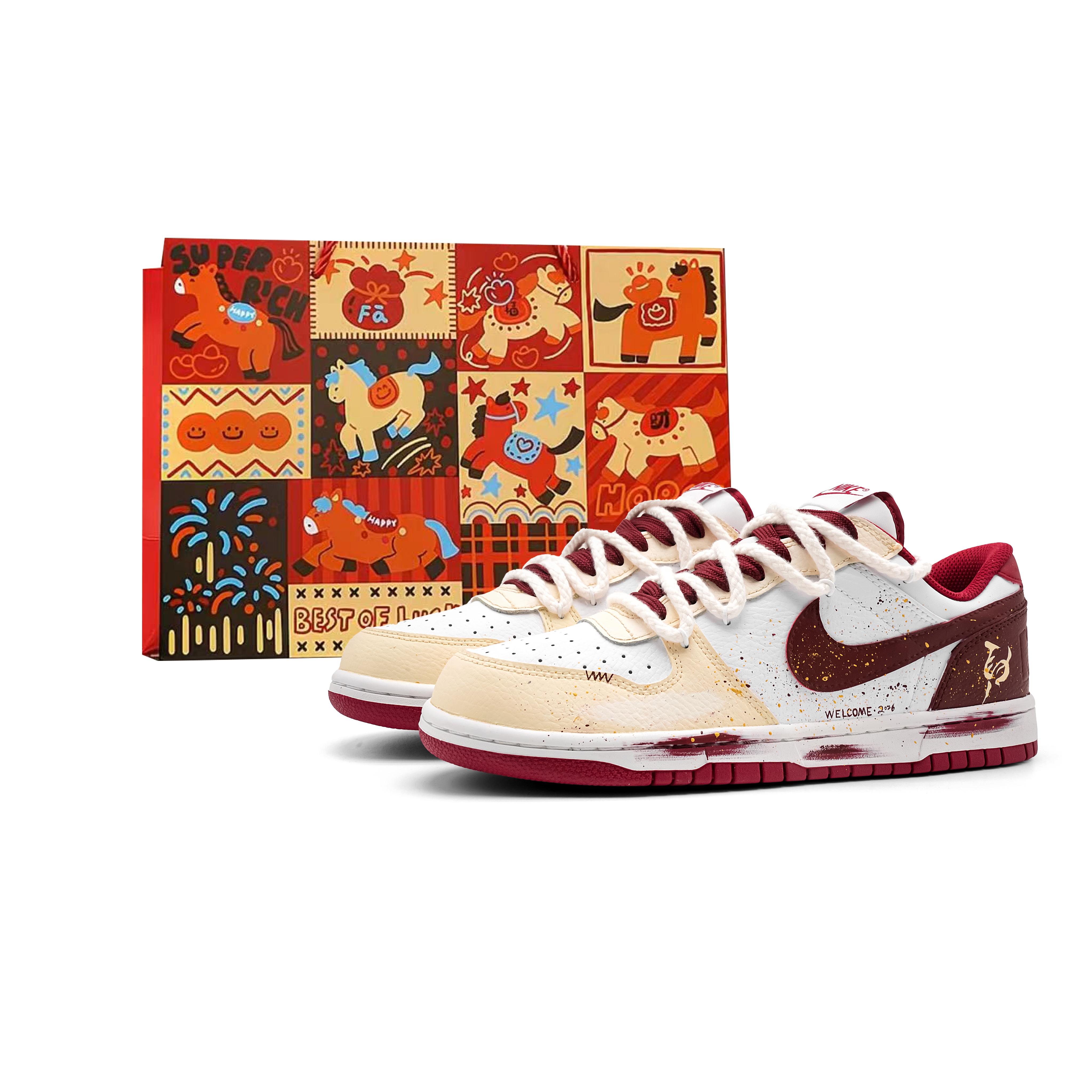 Nike Big Sparkling CNY Horse Year Limited Edition Low top Skateboard Shoes Unisex China Red 355152-150(Team1600--BOX) 40.5
Nike Big Sparkling CNY Horse Year Limited Edition Low top Skateboard Shoes Unisex China Red 355152-150(Team1600--BOX) 40.5
