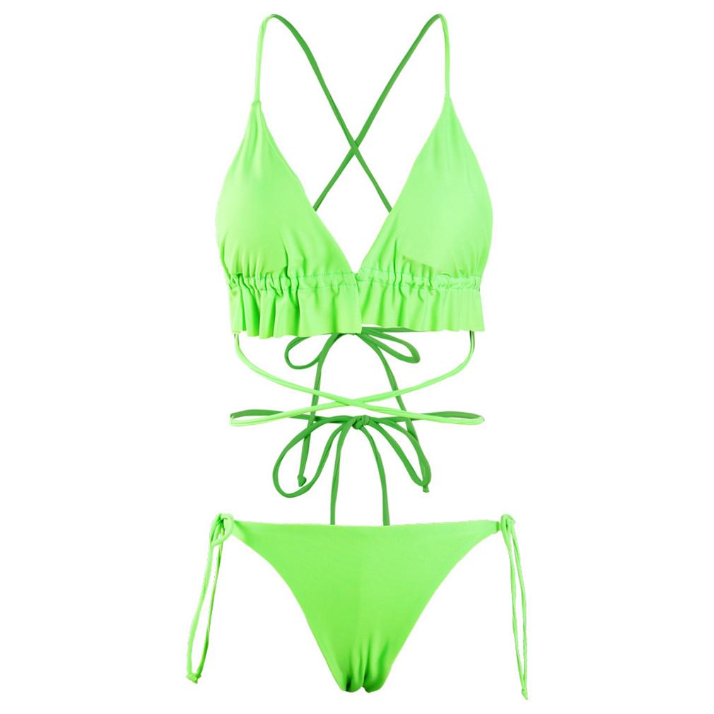 Buy Swimsuit Female Explosive Models Sexy Long Rope Flashing Bikini