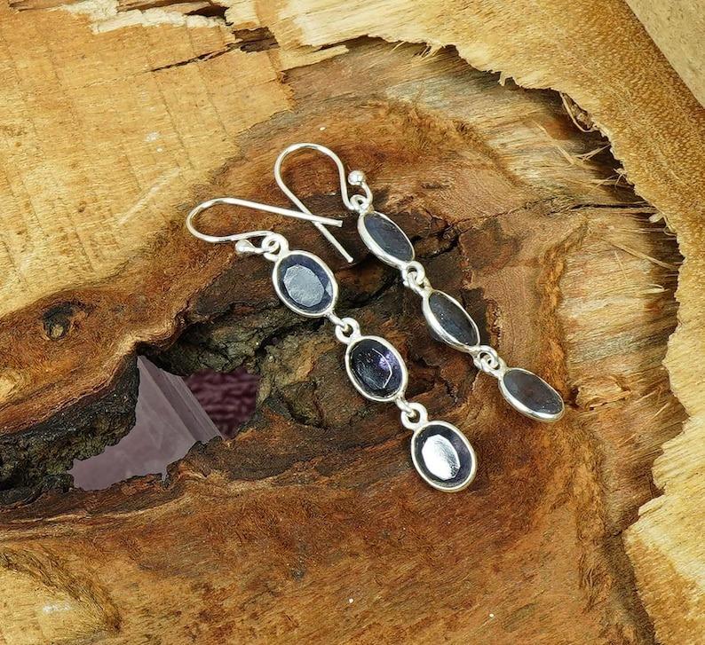 Solid 925 Sterling Silver Iolite Gemstone handmade Women Dangle Earring Gift For Her
Solid 925 Sterling Silver Iolite Gemstone handmade Women Dangle Earring Gift For Her