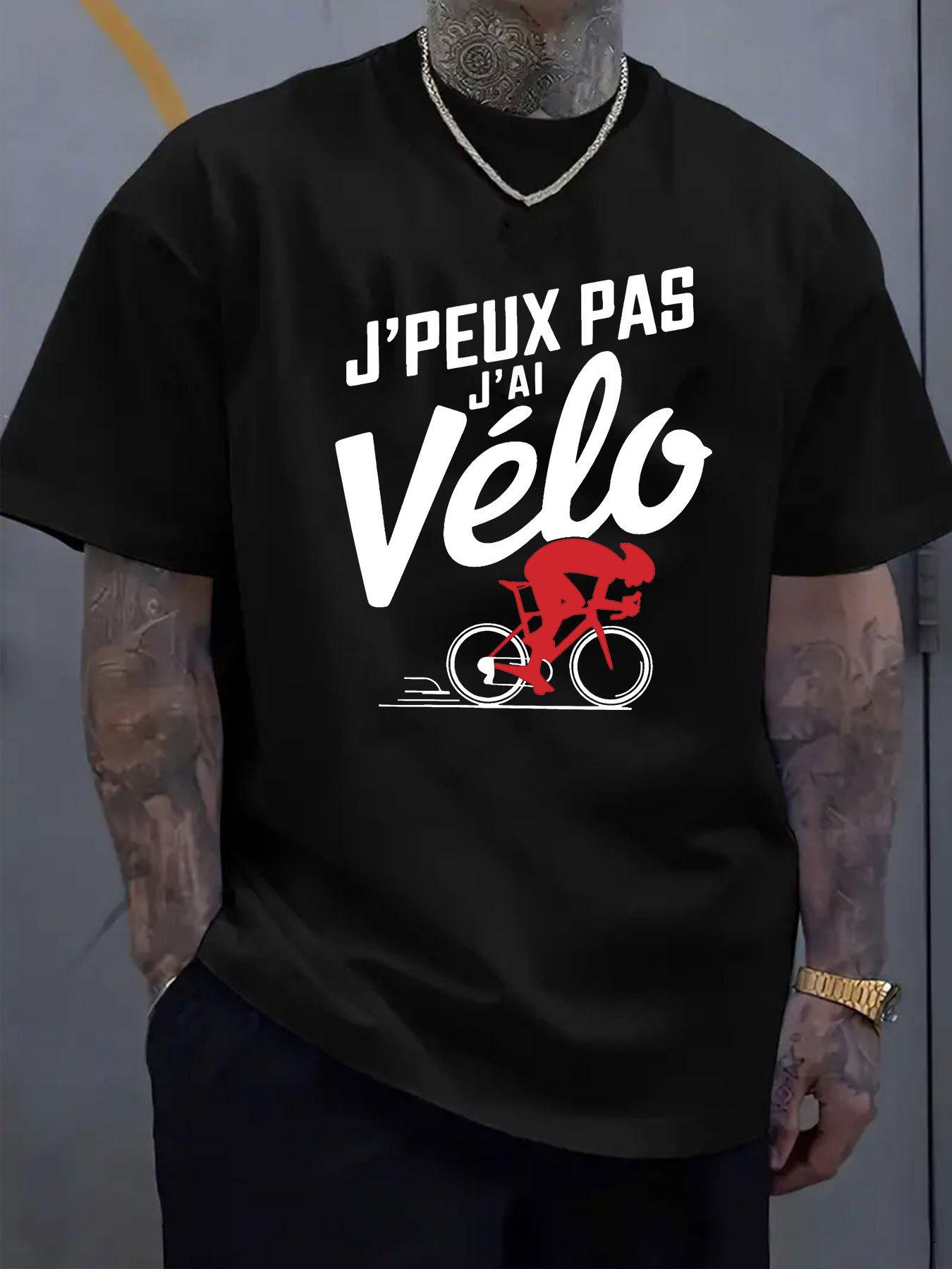 Casual Graphic T-shirt with Bold J PEUX PAS J AIS Vélo Lettering & Red Cyclist Design - Black Round Neck Tee for Spring Summer XL
Casual Graphic T-shirt with Bold J PEUX PAS J AIS Vélo Lettering & Red Cyclist Design - Black Round Neck Tee for Spring Summer XL