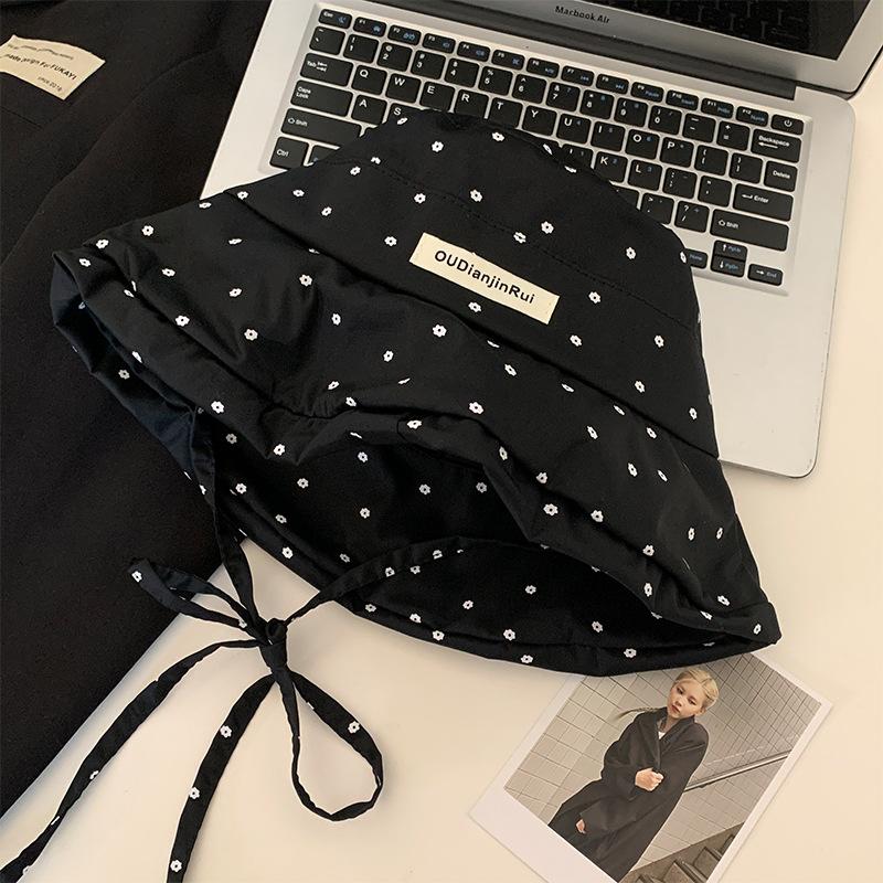 Летняя поездка Шляпа с большими полями Защита от солнца Защита от солнца Шляпа-горшок Корейская версия Ins Маленькая свежая В горошек Кружево Шляпа рыбака Студентка