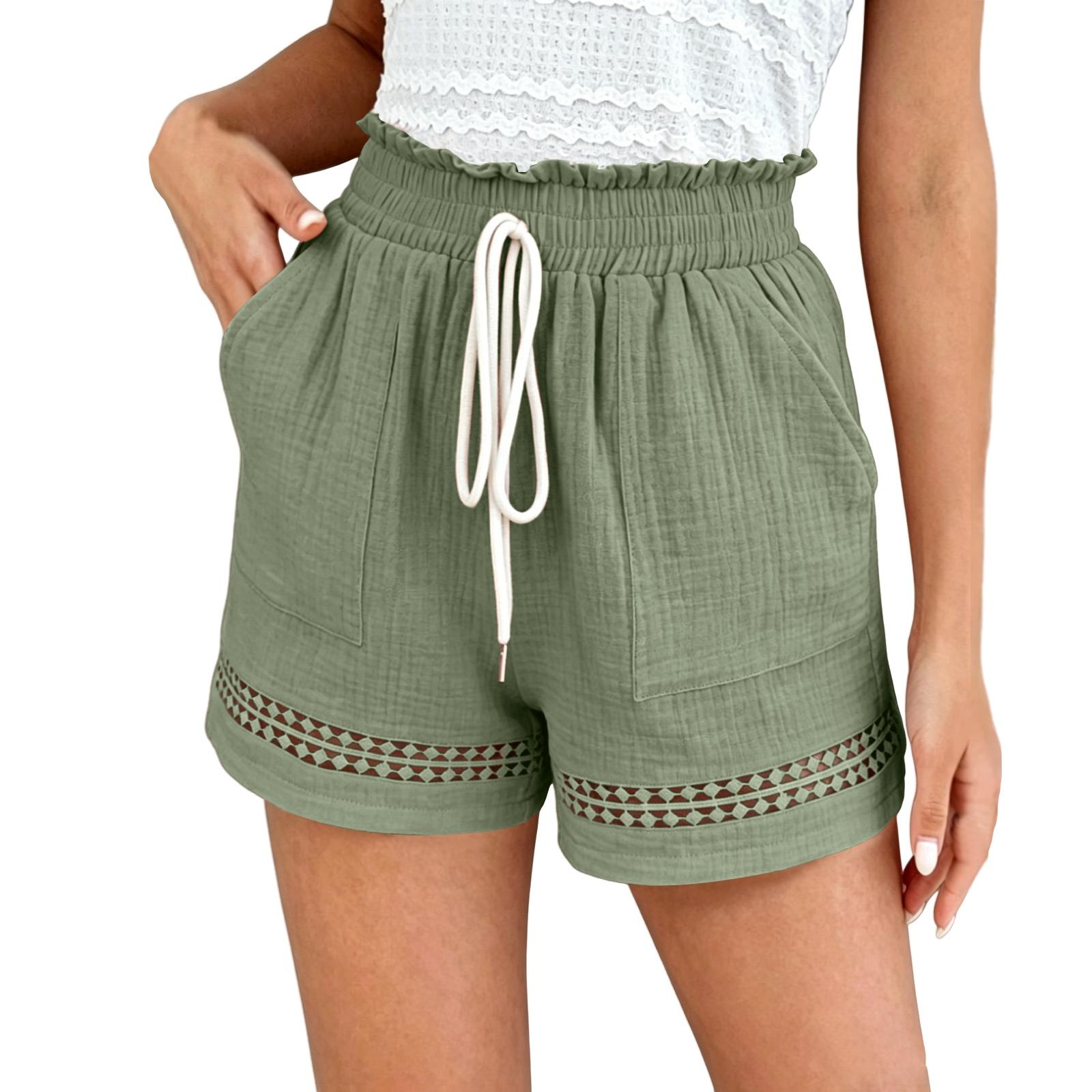 Women Drawstring High Waist Shorts with Pockets Elastic Waistband Summer Casual Loose Fit Soft Fabric Lace Trim Design L зелёный
Women Drawstring High Waist Shorts with Pockets Elastic Waistband Summer Casual Loose Fit Soft Fabric Lace Trim Design L зелёный