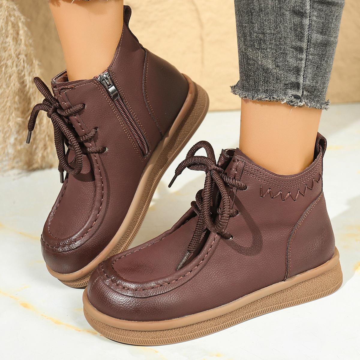 New British-style lace-up ankle boots for women, round-toed flat, large-sized, anti-slip and comfortable ankle boots 42
New British-style lace-up ankle boots for women, round-toed flat, large-sized, anti-slip and comfortable ankle boots 42