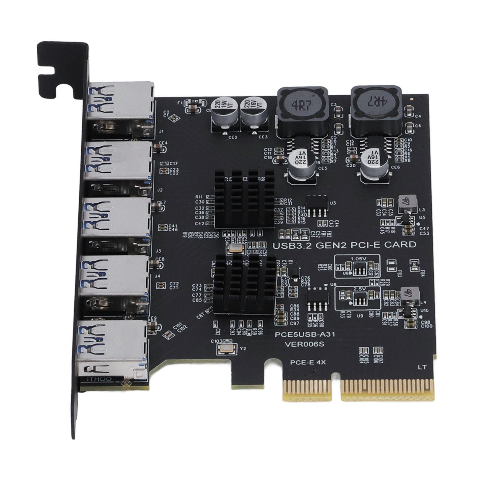 Картка розширення USB 3.2 Gen 2 5 портів TYPE A Картка PCI Express для ASM3142 10 Гбіт/с Plug and Play для Des
Картка розширення USB 3.2 Gen 2 5 портів TYPE A Картка PCI Express для ASM3142 10 Гбіт/с Plug and Play для Des