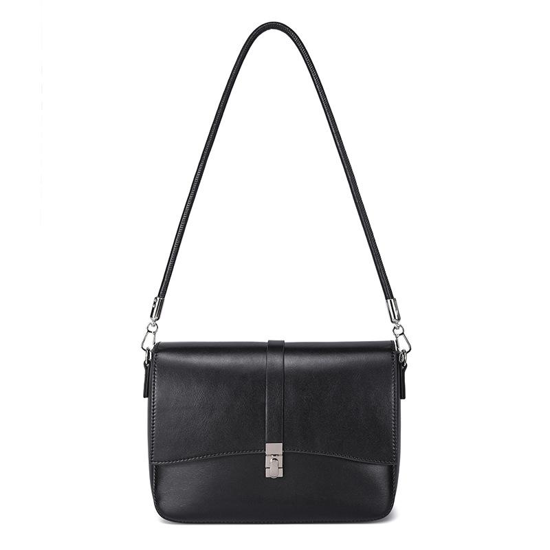 Сумка через плечо, сумка из коровьей кожи с верхним слоем, винтажная сумка для поездок на работу, подмышечная сумка, подходящая ко всему чёрный