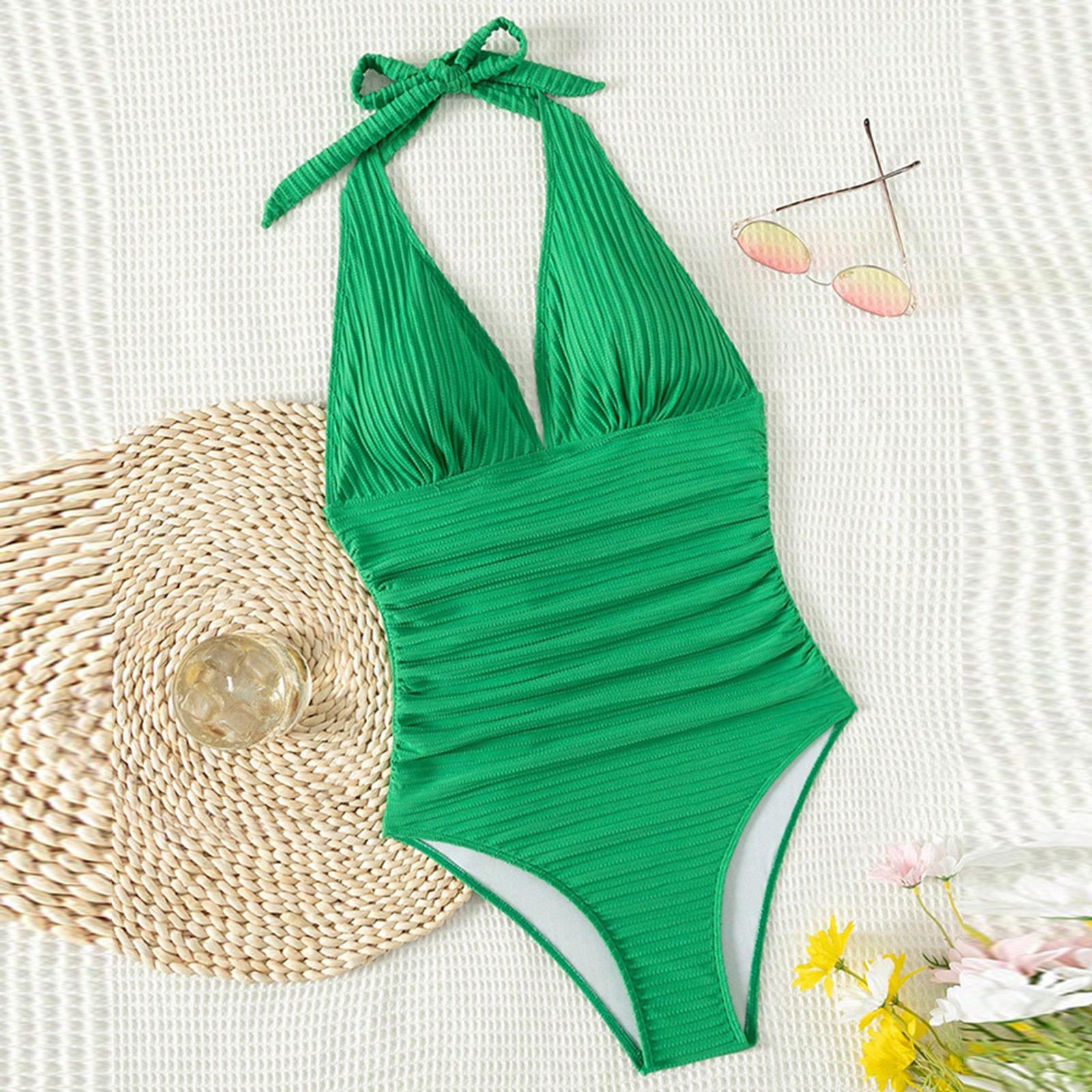 Women Swimsuit Neck Ruched Design Monochrome Swimwear with Adjustable Tie Back for Beach Pool XL зелёный
Women Swimsuit Neck Ruched Design Monochrome Swimwear with Adjustable Tie Back for Beach Pool XL зелёный