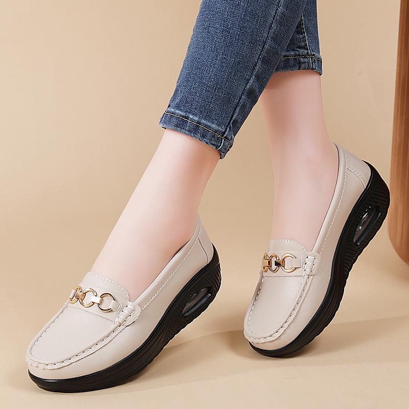 Women Slip on Platform Loafers Casual Leather Air Cushion Orthopedic Shoes Thick Sole Height Increase Walking Shoes Large Size 42 слонова кістка
Women Slip on Platform Loafers Casual Leather Air Cushion Orthopedic Shoes Thick Sole Height Increase Walking Shoes Large Size 42 слонова кістка