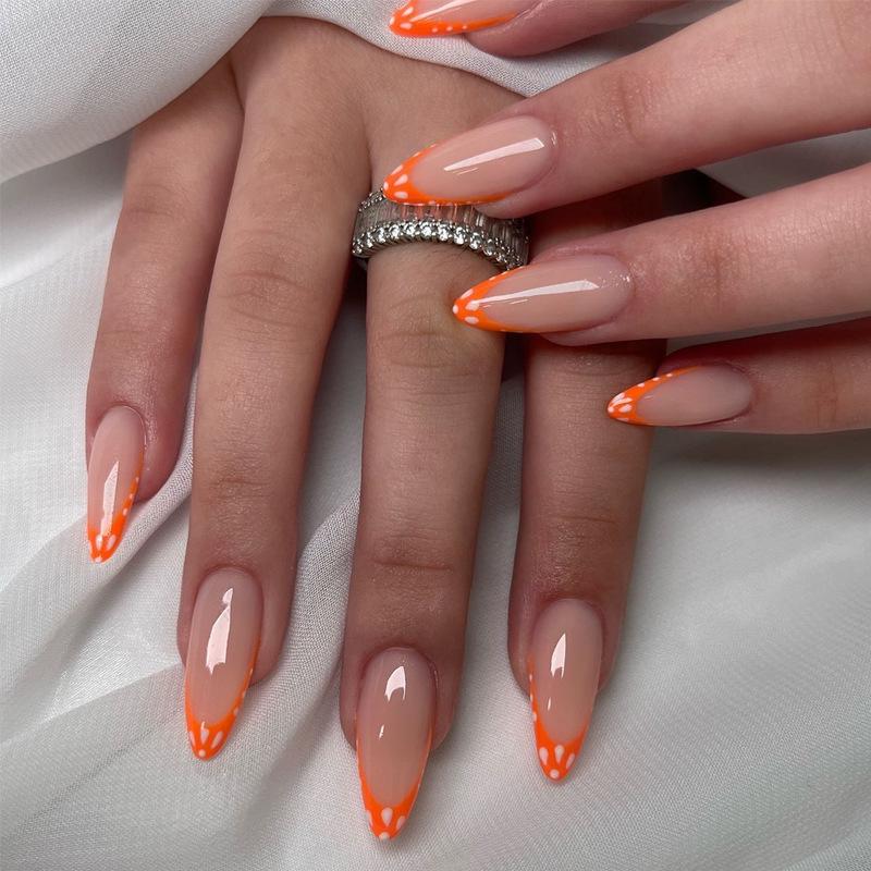 Trendy European & American Wearable Nail Tips - French Manicure, Orange Fawn Print, 24 Removable Fake Nails Phototherapy Glue Version
Trendy European & American Wearable Nail Tips - French Manicure, Orange Fawn Print, 24 Removable Fake Nails Phototherapy Glue Version