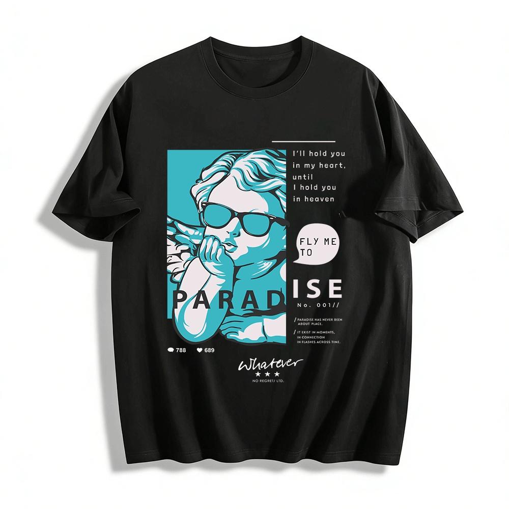 Trendy Angel Print Casual T-shirt Retro Paradise Themed Short Sleeve Top Pure cotton T-shirt XXS
Trendy Angel Print Casual T-shirt Retro Paradise Themed Short Sleeve Top Pure cotton T-shirt XXS