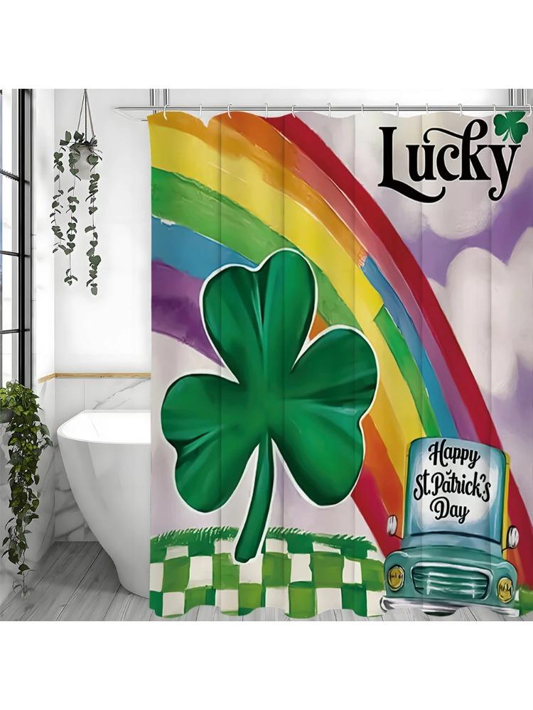 St. Patrick S Day Happy Clover Rainbow Lucky Shower Curtain, Bathroom Decorative Shower Curtain, Waterproof Shower Curtain With W60H190(CM)-1 Pcs
St. Patrick S Day Happy Clover Rainbow Lucky Shower Curtain, Bathroom Decorative Shower Curtain, Waterproof Shower Curtain With W60H190(CM)-1 Pcs