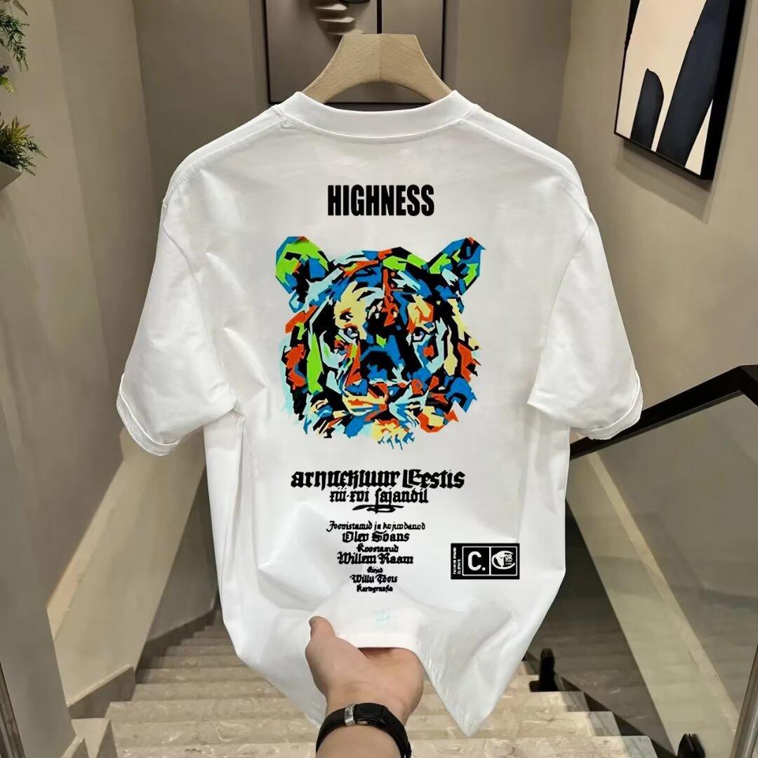 Colorful tiger head printed Tshirt summer mens trendy allmatch Tshirt casual American retro oneck shortsleeved top S
Colorful tiger head printed Tshirt summer mens trendy allmatch Tshirt casual American retro oneck shortsleeved top S