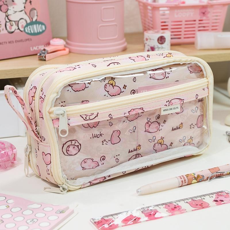 Двусторонняя прозрачная сумка-карандаш, чехол для ручки, чистый цвет и капибара, ручная сумка для хранения канцелярских принадлежностей с несколькими карманами
Двусторонняя прозрачная сумка-карандаш, чехол для ручки, чистый цвет и капибара, ручная сумка для хранения канцелярских принадлежностей с несколькими карманами